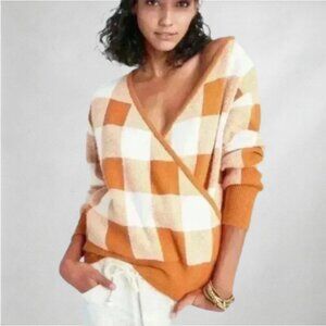 Callahan Women’s Sweater Small Agnes Surplice Light Brown & Cream